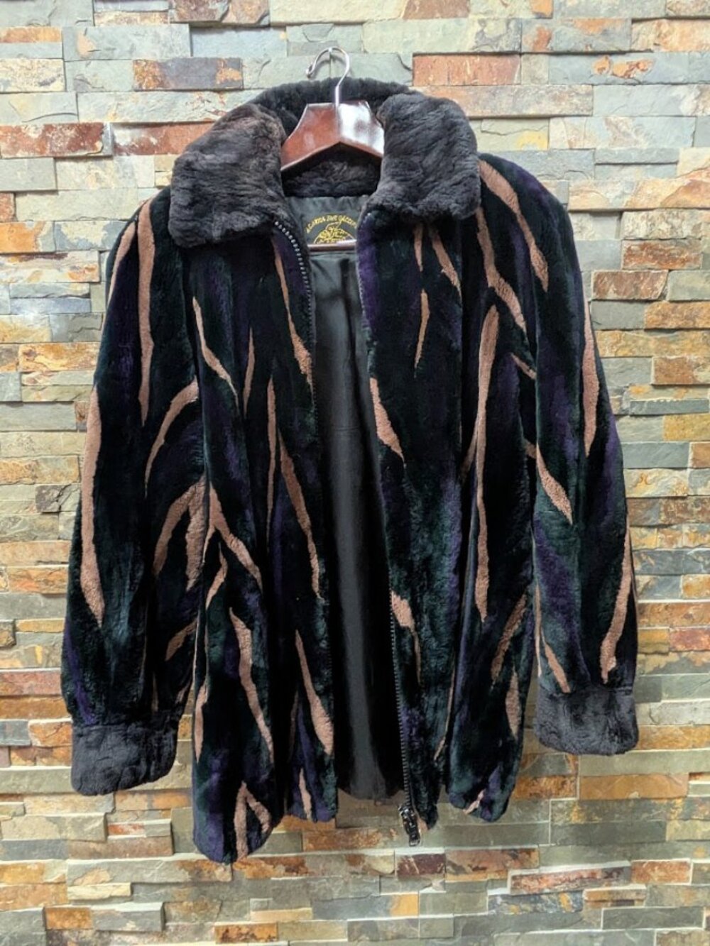 Real Alaska Fur Gallery Sheared Beaver Parka Bomber Genuine Fur Coat Black Brown